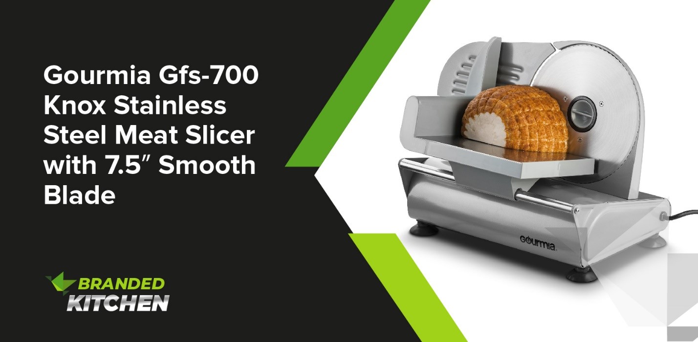 Gourmia Gfs-700 Knox Stainless Steel Meat Slicer with 7.5″ Smooth Blade