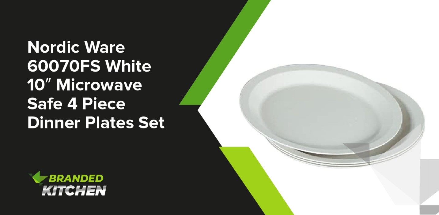 Nordic Ware 60070FS White 10″ Microwave Safe 4 Piece Dinner Plates Set
