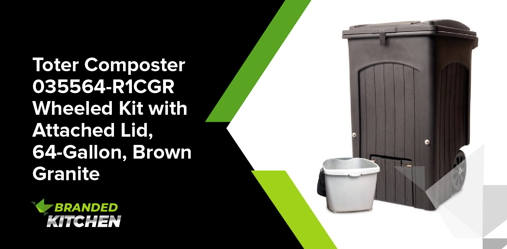 Toter Composter 035564-R1CGR Wheeled Kit with Attached Lid, 64-Gallon, Brown Granite