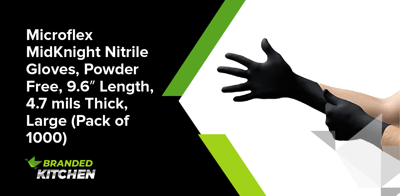 Microflex MidKnight Nitrile Gloves, Powder Free, 9.6″ Length, 4.7 mils Thick, Large (Pack of 1000)